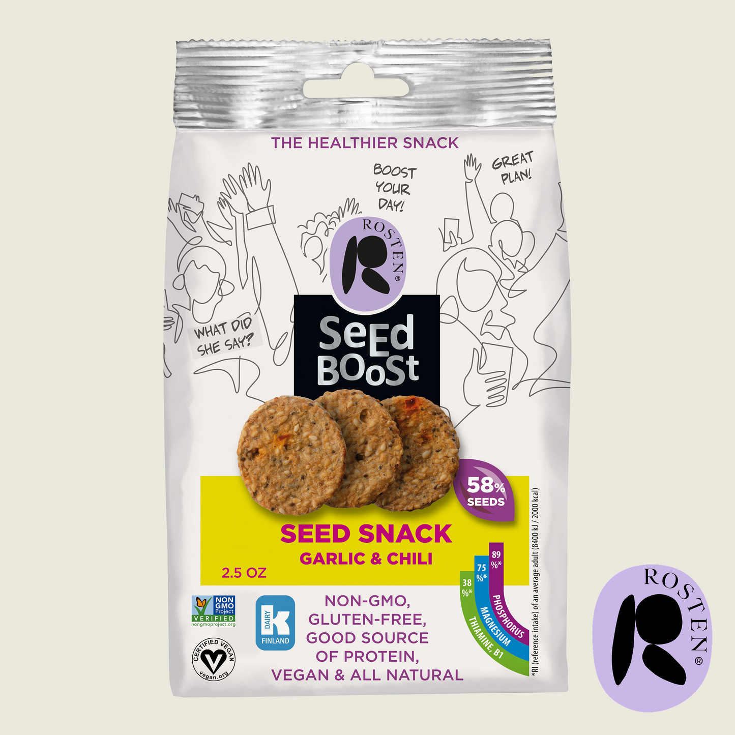 Seedboost Garlic-Chili Seed Snack – 16 Pack 2.5 oz
